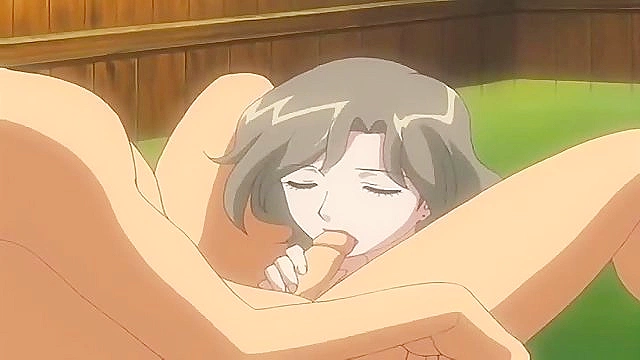 Dirty hentai mom strokes a 18 year olds cock and fucks him