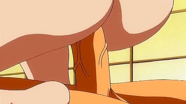 Dirty hentai mom strokes a 18 year olds cock and fucks him