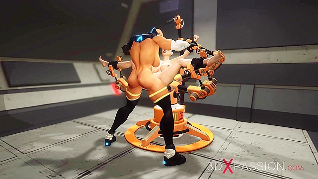 Cyber fuck machine and sexy shemale fucks busty girl