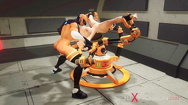 Cyber fuck machine and sexy shemale fucks busty girl