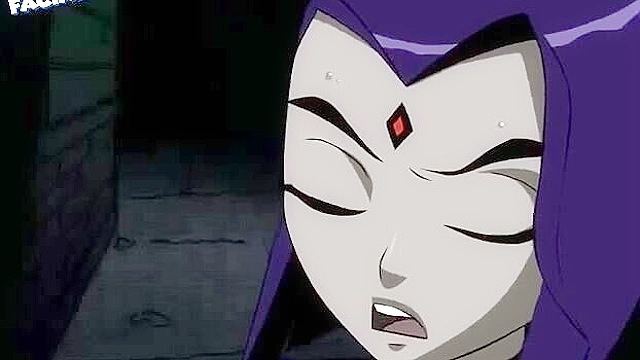 Starfire lesbian ass fucks Raven with a strapon and dildo