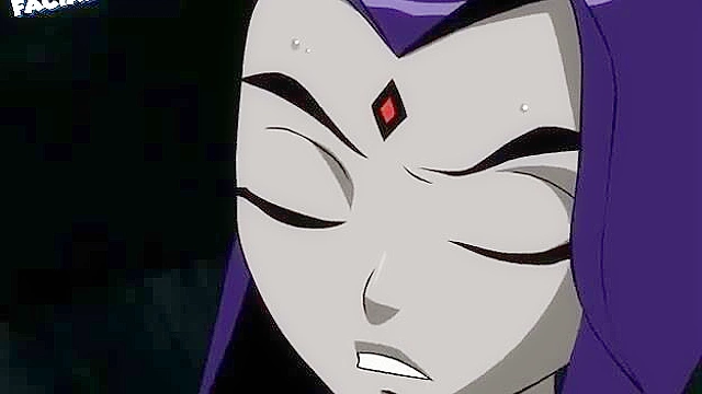 Starfire lesbian ass fucks Raven with a strapon and dildo