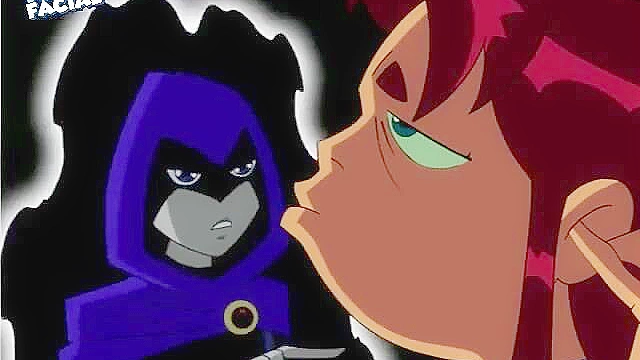 Starfire lesbian ass fucks Raven with a strapon and dildo