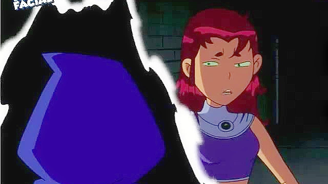 Starfire lesbian ass fucks Raven with a strapon and dildo