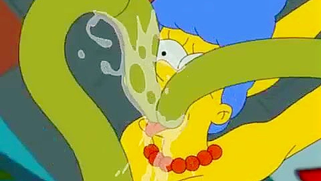 Marge Simpson gets impregnated by alien tentacles in dirty alley