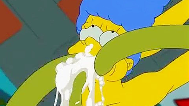 Marge Simpson gets impregnated by alien tentacles in dirty alley