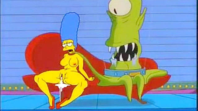 Marge Simpson gets impregnated by alien tentacles in dirty alley