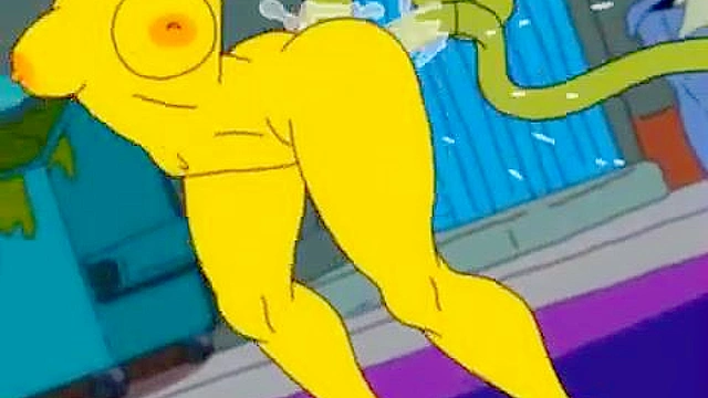 Marge Simpson gets impregnated by alien tentacles in dirty alley