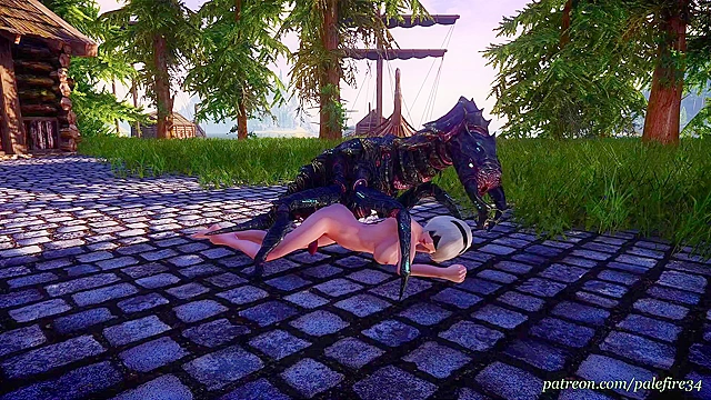 2B defends the village - egg impregnation oviposition full sex story