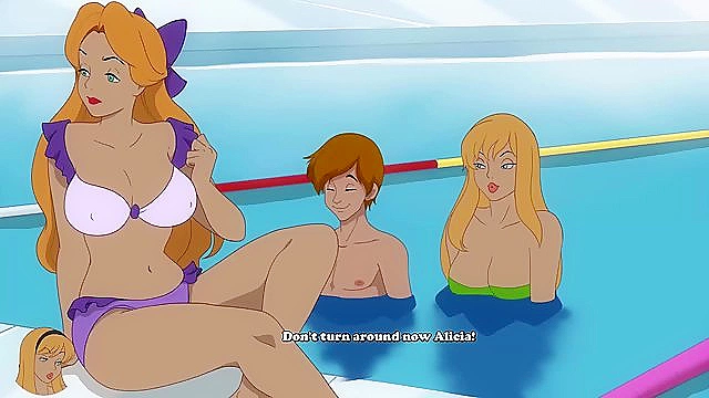 Milftoon Drama - Cartoon babes fuck in the public swimming pool - game walkthrough