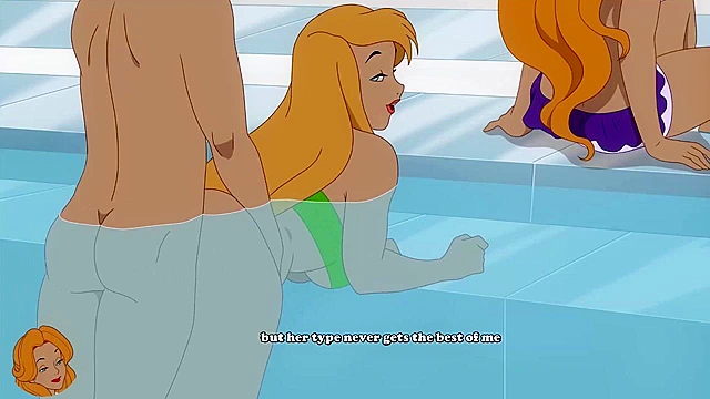 Milftoon Drama - Cartoon babes fuck in the public swimming pool - game walkthrough