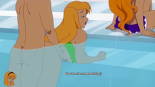 Milftoon Drama - Cartoon babes fuck in the public swimming pool - game walkthrough