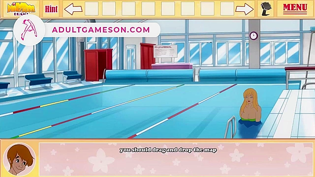 Milftoon Drama - Cartoon babes fuck in the public swimming pool - game walkthrough
