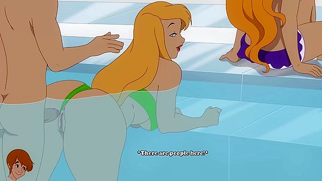 Milftoon Drama - Cartoon babes fuck in the public swimming pool - game walkthrough