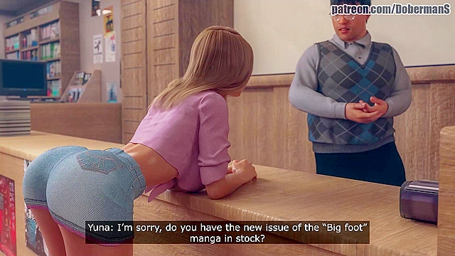 Busty 3d japanese girl sucks and fucks comic book nerd in bookstore