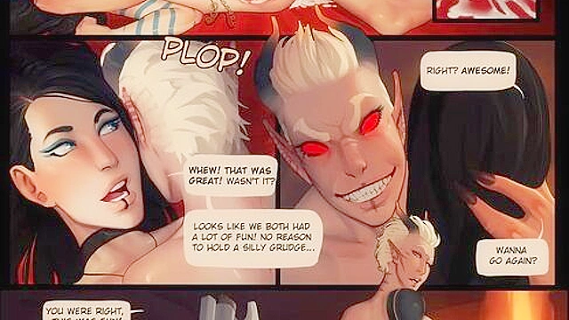 2D Comic - Shemale admires the size of her shedick