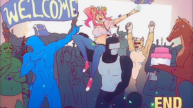 The Artist Migration - Pink haired cartoon girl dreams of rough sex gangbang and facials