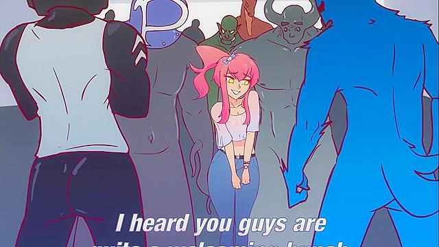 The Artist Migration - Pink haired cartoon girl dreams of rough sex gangbang and facials