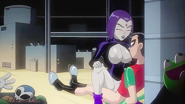 Raven from Teen Titans rides Robin's cock with her juicy teen pussy