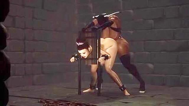 Big dicked ebony futanari face and ass fucks bound white slave