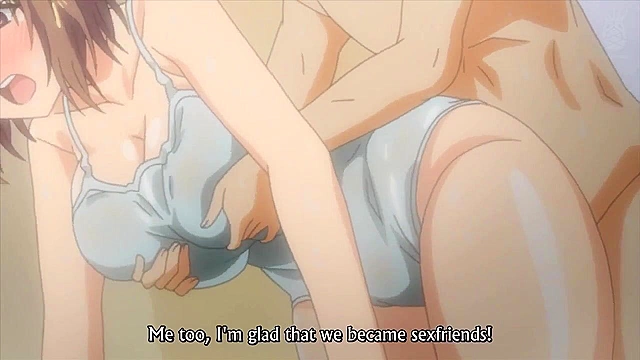 Tenioha! 2 ep1 - Busty anime schoolgirl gets facial after a lusty boobjob