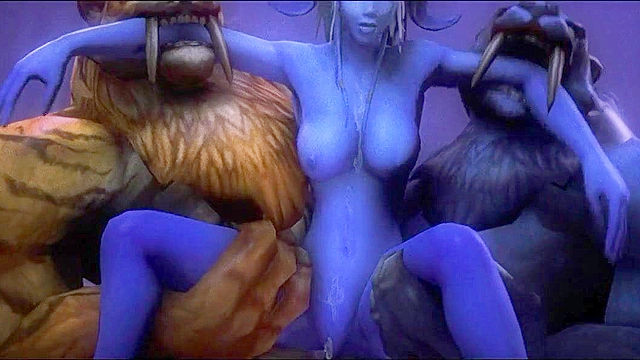 Coliseum of Lust - Orc with a big dick fucks night elf pussy while minions cheer him on