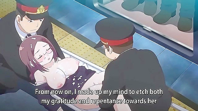 Graduation XX Train 3 - Huge titty sensei gets mouth fucked and covered in cum on train