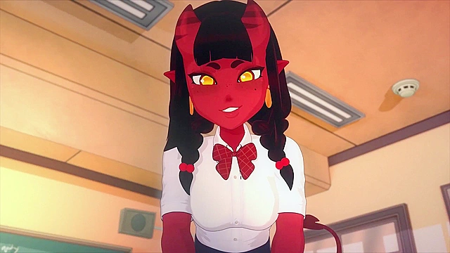 Meru the Succubus 4 - Schoolgirl demon is gangbanged in the school locker room