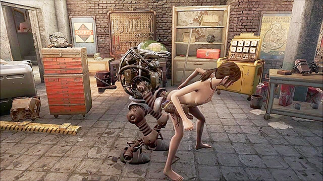 Fallout 4 Automatron uses robot cock on petite 3d teen girl