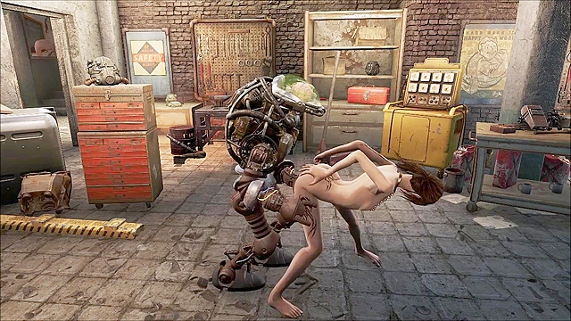 Fallout 4 Automatron uses robot cock on petite 3d teen girl