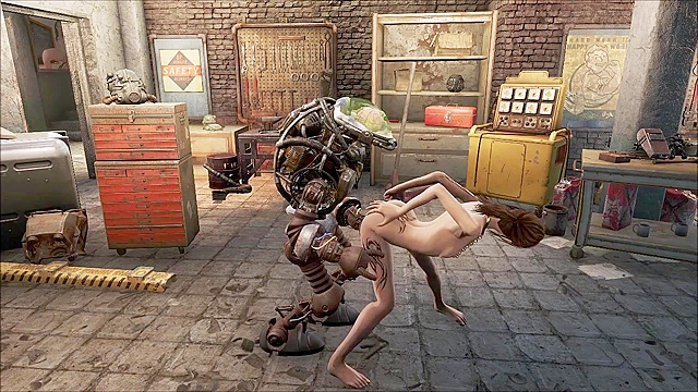 Fallout 4 Automatron uses robot cock on petite 3d teen girl