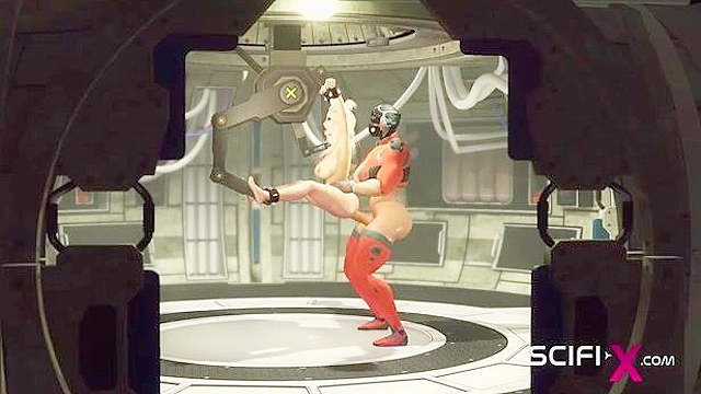 Cyber futa shemale fucks a sexy cuffed blonde