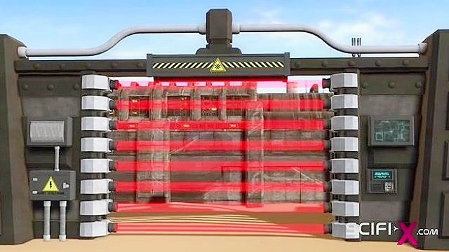 Area 51. Sci-fi android futa ass fucks a sexy busty hottie in the lab