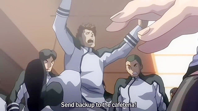 Prison slave cleans off a man's dick cheese in hentai gangbang