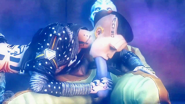 Hot tattooed Jack from Mass Effect gives up her pussy to all the freaky alien dick