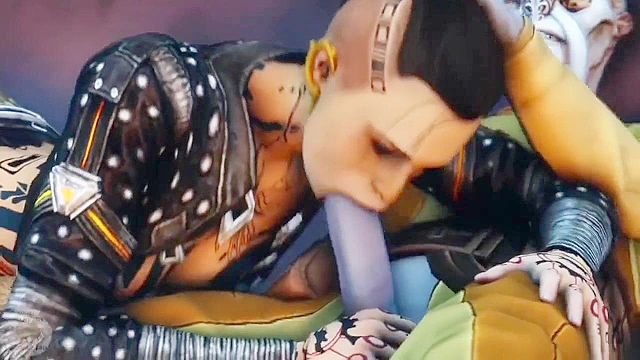 Hot tattooed Jack from Mass Effect gives up her pussy to all the freaky alien dick