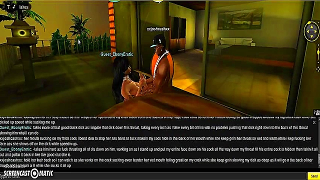 Ebony Beach Babe Gives Seductive Blowjob In 3D Anime Paradise