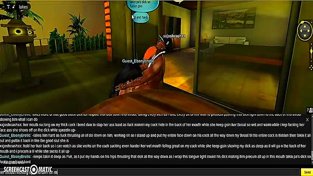 Ebony Beach Babe Gives Seductive Blowjob In 3D Anime Paradise