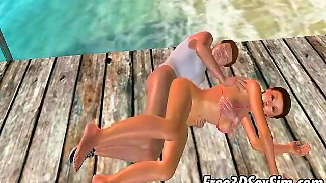Hot 3D Brunette Babe Gets Fucked Hardcore On The Beach