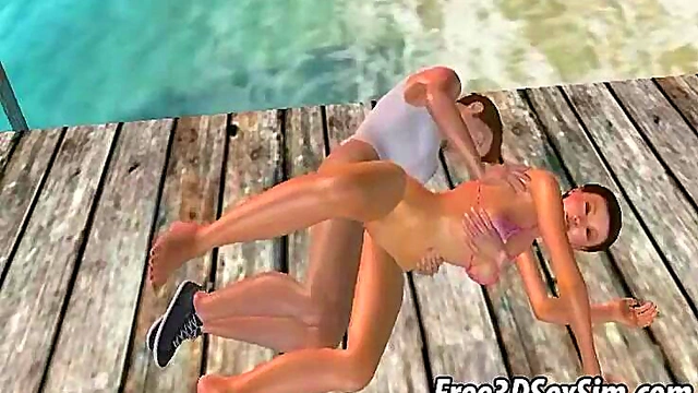 Hot 3D Brunette Babe Gets Fucked Hardcore On The Beach