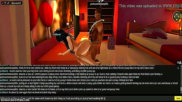 Cult Pink Bedroom – 3D Anime Couple Engages in Steamy IMVU Game Sex