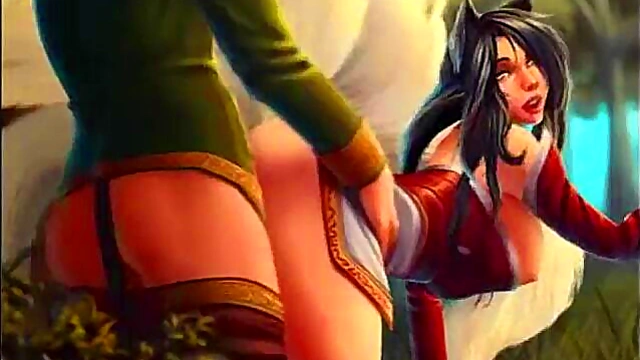 Ahri from League of Legends Takescock in Hentai Adventure