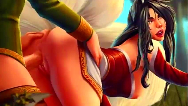 Ahri from League of Legends Takescock in Hentai Adventure