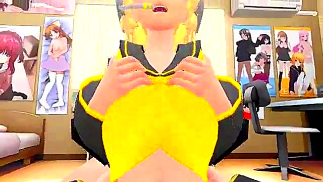 Hot Rin & Len Vocaloid Hentai Anime Action In MMD Fantasy Scene