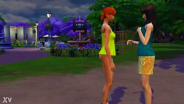 Lesbian Sims Anime Girls Get Intimate With Passionate Kisses And Touching