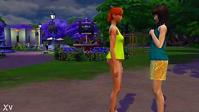 Lesbian Sims Anime Girls Get Intimate With Passionate Kisses And Touching