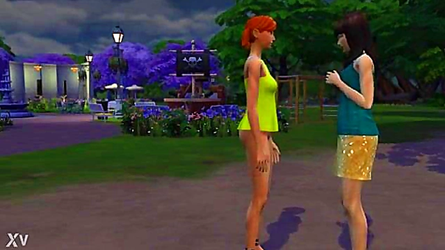 Lesbian Sims Anime Girls Get Intimate With Passionate Kisses And Touching