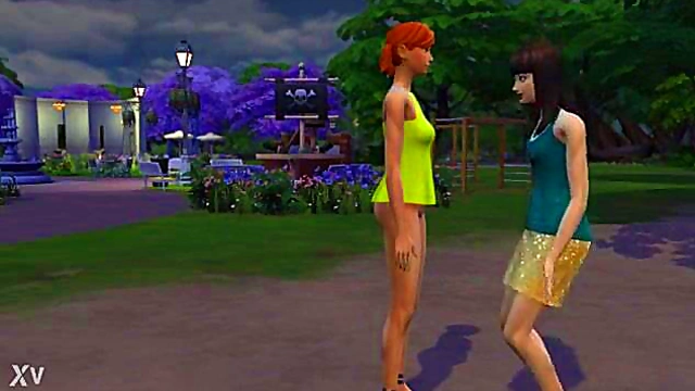 Lesbian Sims Anime Girls Get Intimate With Passionate Kisses And Touching