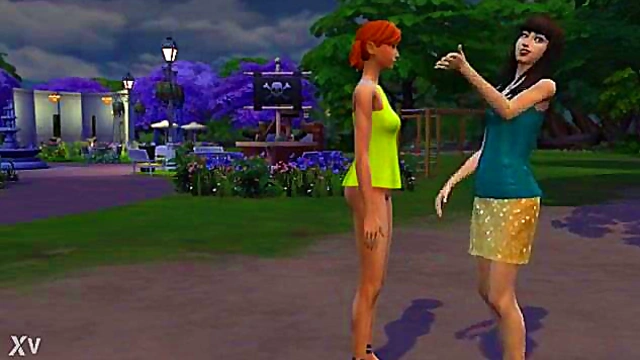 Lesbian Sims Anime Girls Get Intimate With Passionate Kisses And Touching