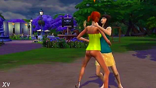 Lesbian Sims Anime Girls Get Intimate With Passionate Kisses And Touching